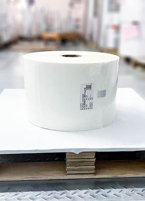 Material de etiqueta de PE lechoso Papel de rollo Adhesivo acrílico Tipo